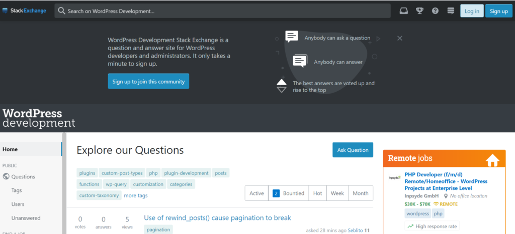 WordPress Development Stack Exchange